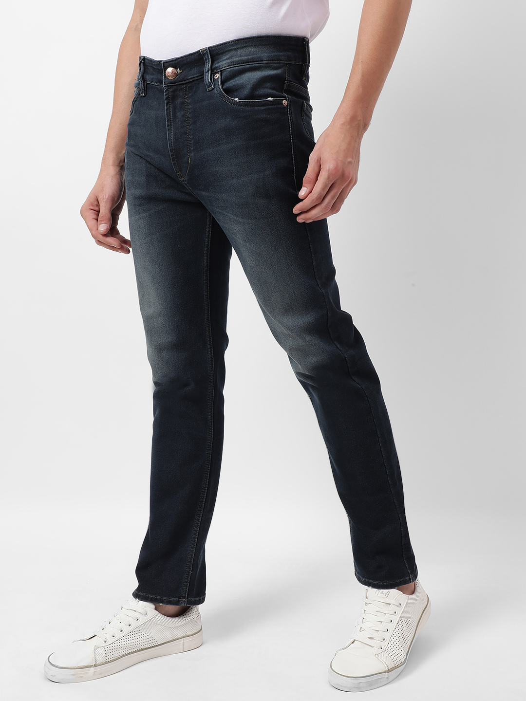 Numero Uno Men Faded Dark Blue Jeans